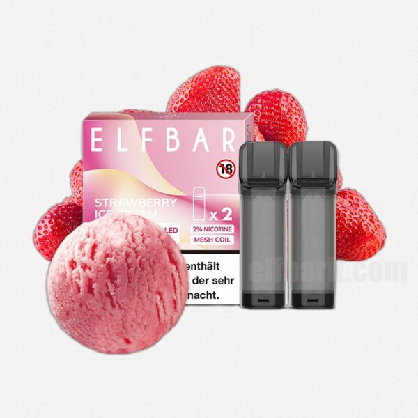 Elf Bar Elfa Prefilled Pod Strawberry Ice Cream 600 Soffi 2 Ml Elfbar